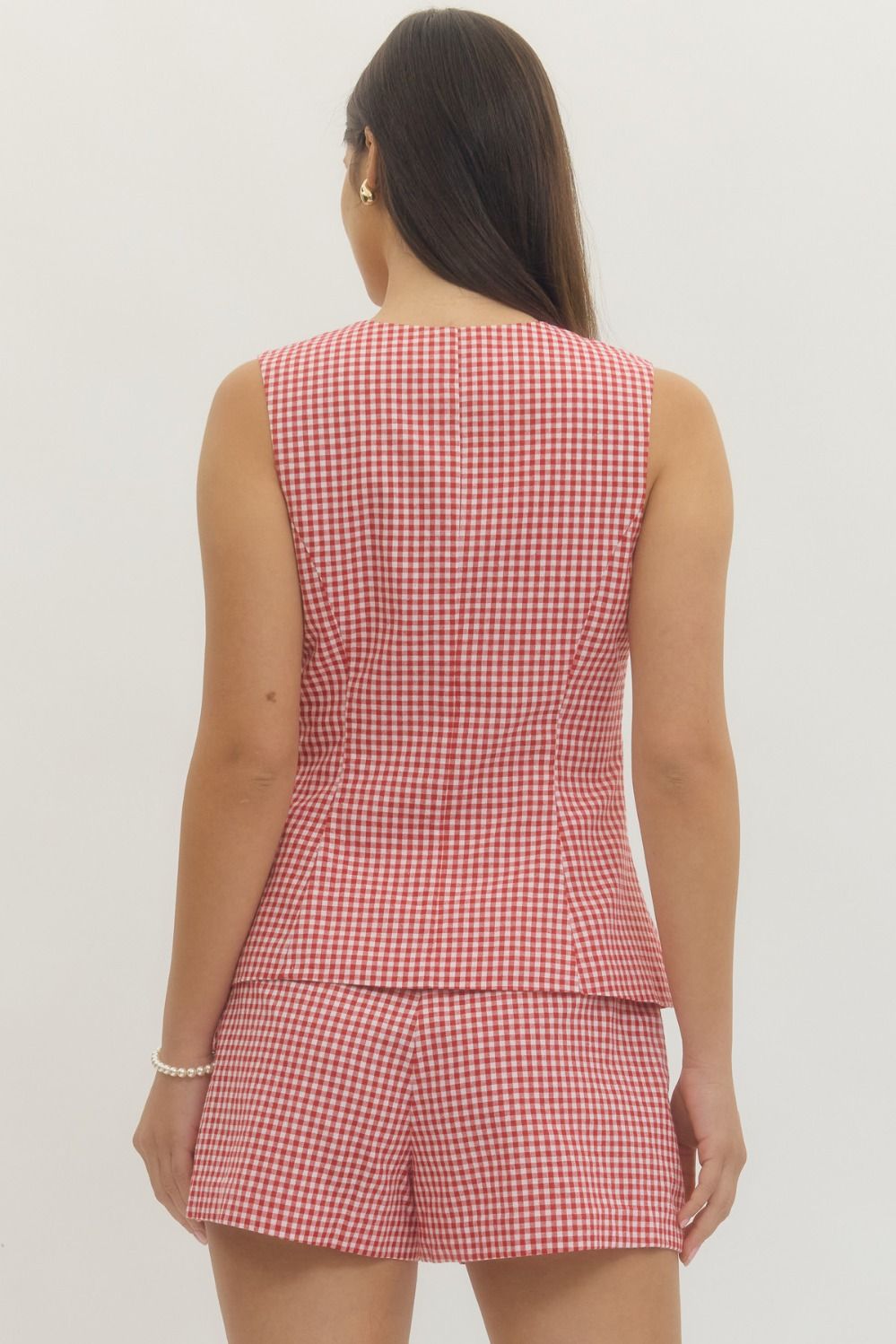 (M Romper) Gingham Sleeveless Romper (M-GSR30)
