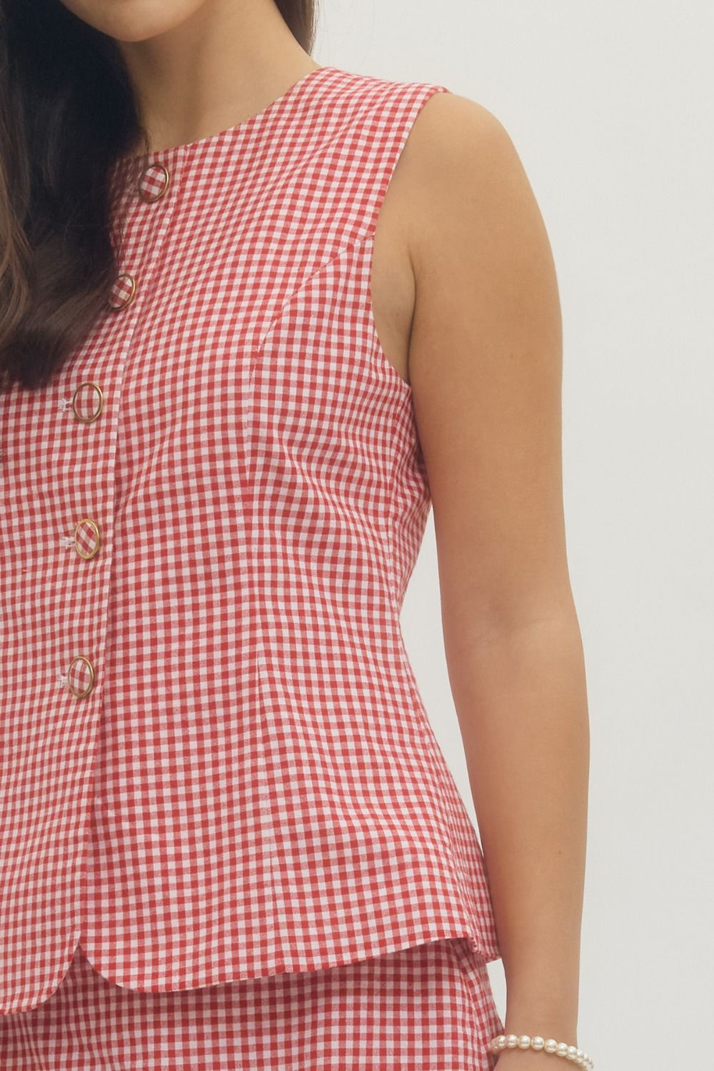 (M Romper) Gingham Sleeveless Romper (M-GSR30)