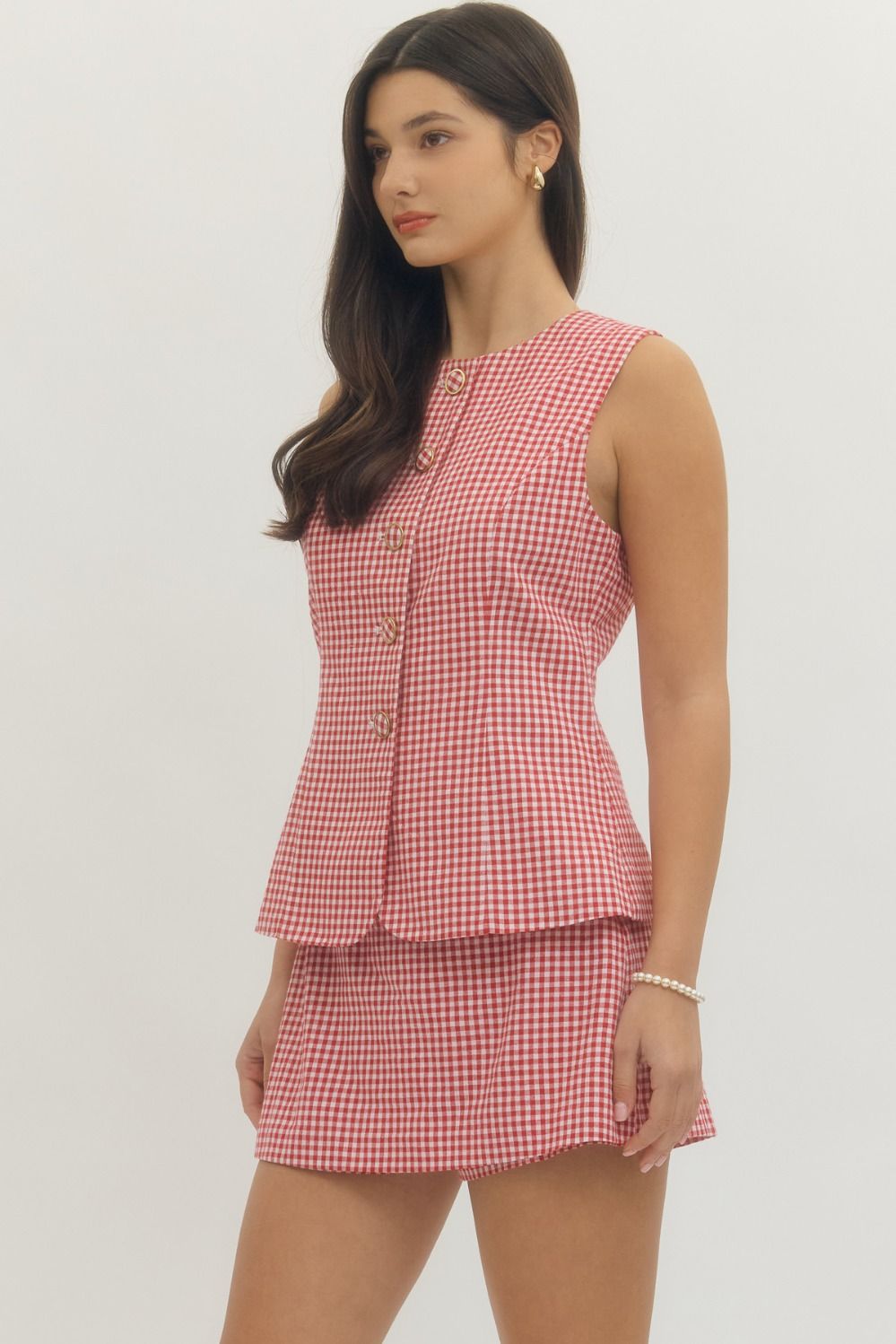 (M Romper) Gingham Sleeveless Romper (M-GSR30)
